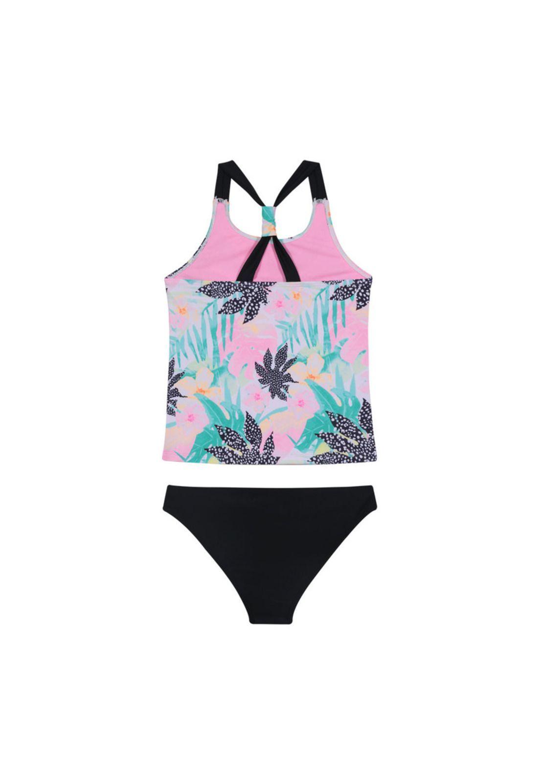 Traje de Baño Tankini UV30+ Espalda Cruzada para Teens Niña Blanco-1