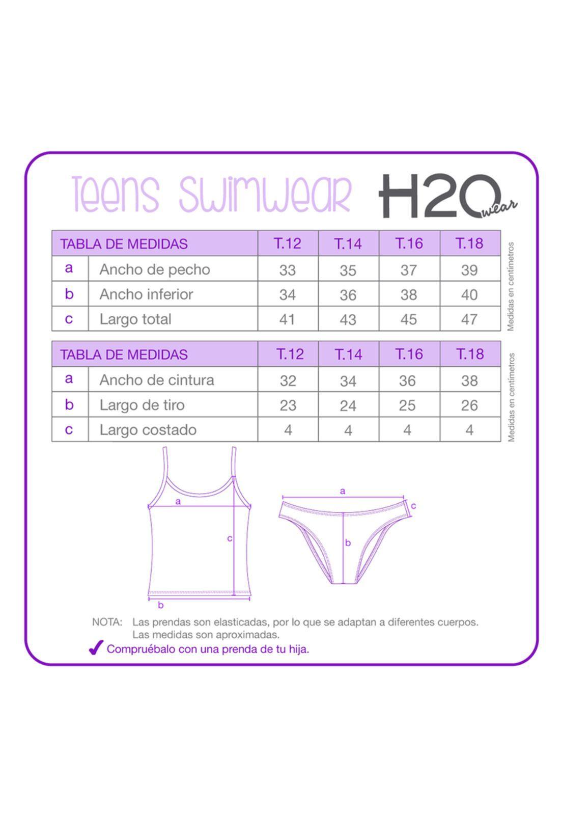 Traje de Baño Tankini UV30+ Espalda Cruzada para Teens Niña Blanco-2