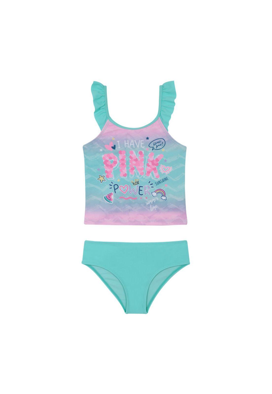 Traje de Baño Niña Tankini UV30 + H2O Wear Turquesa-0