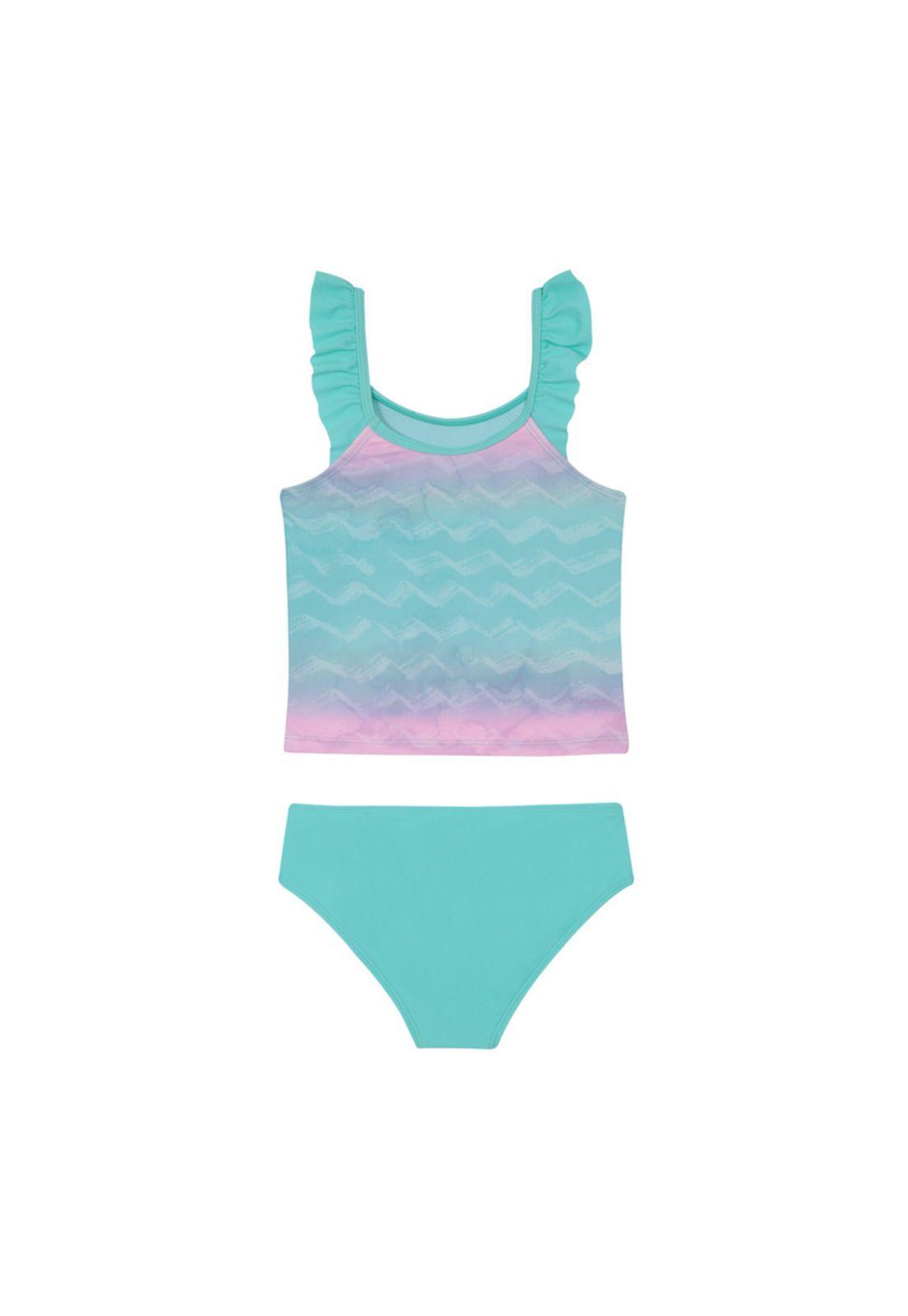 Traje de Baño Niña Tankini UV30 + H2O Wear Turquesa-1