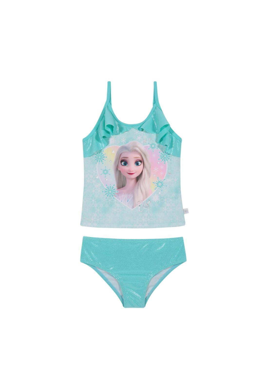 Traje de Baño Niña Tankini Disney Frozen Verde C/Vuelos-0