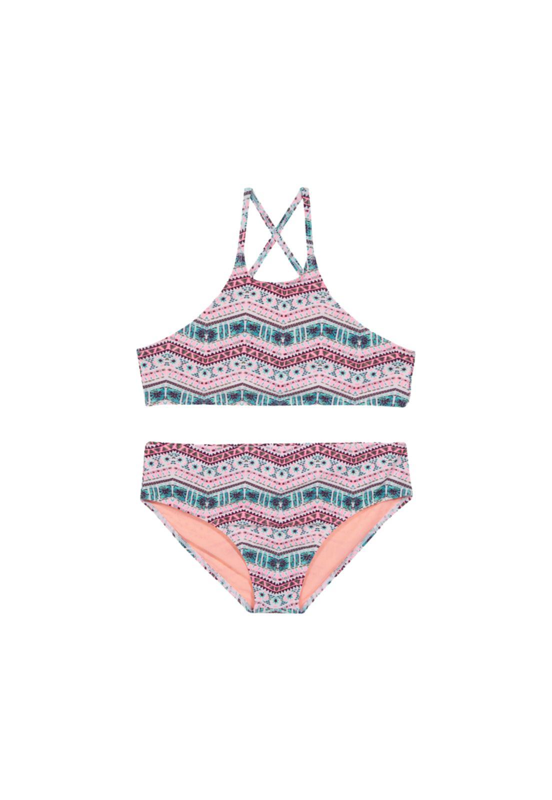Teens Niña Bikini UV+30 High Neck Estampado Coral-0