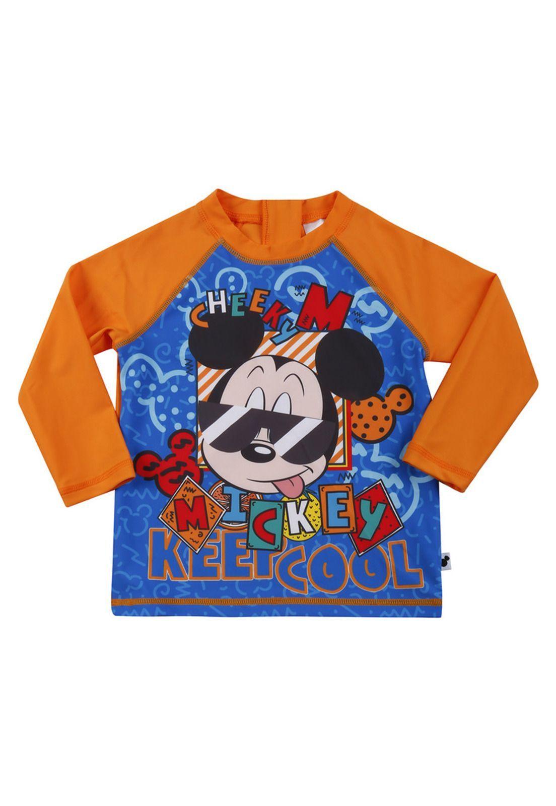 Polera Bebe Niño UV 50 Manga Larga Disney Mickey Naranjo-0