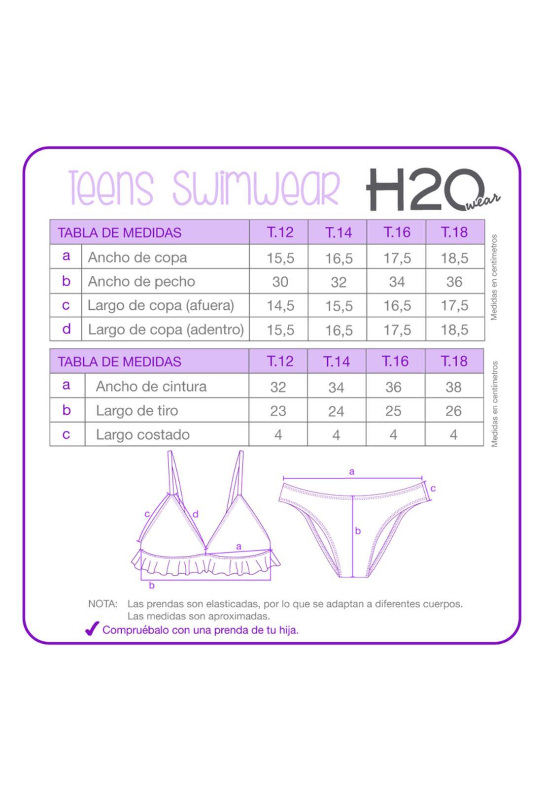 Traje de Baño Bikini UV30+ con Vuelos para Teens Niña Azul-2