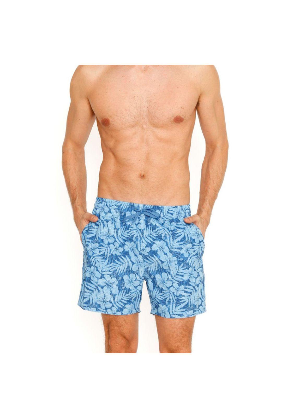 Traje de Baño Short c/Elasticidad Hombre Azul-1