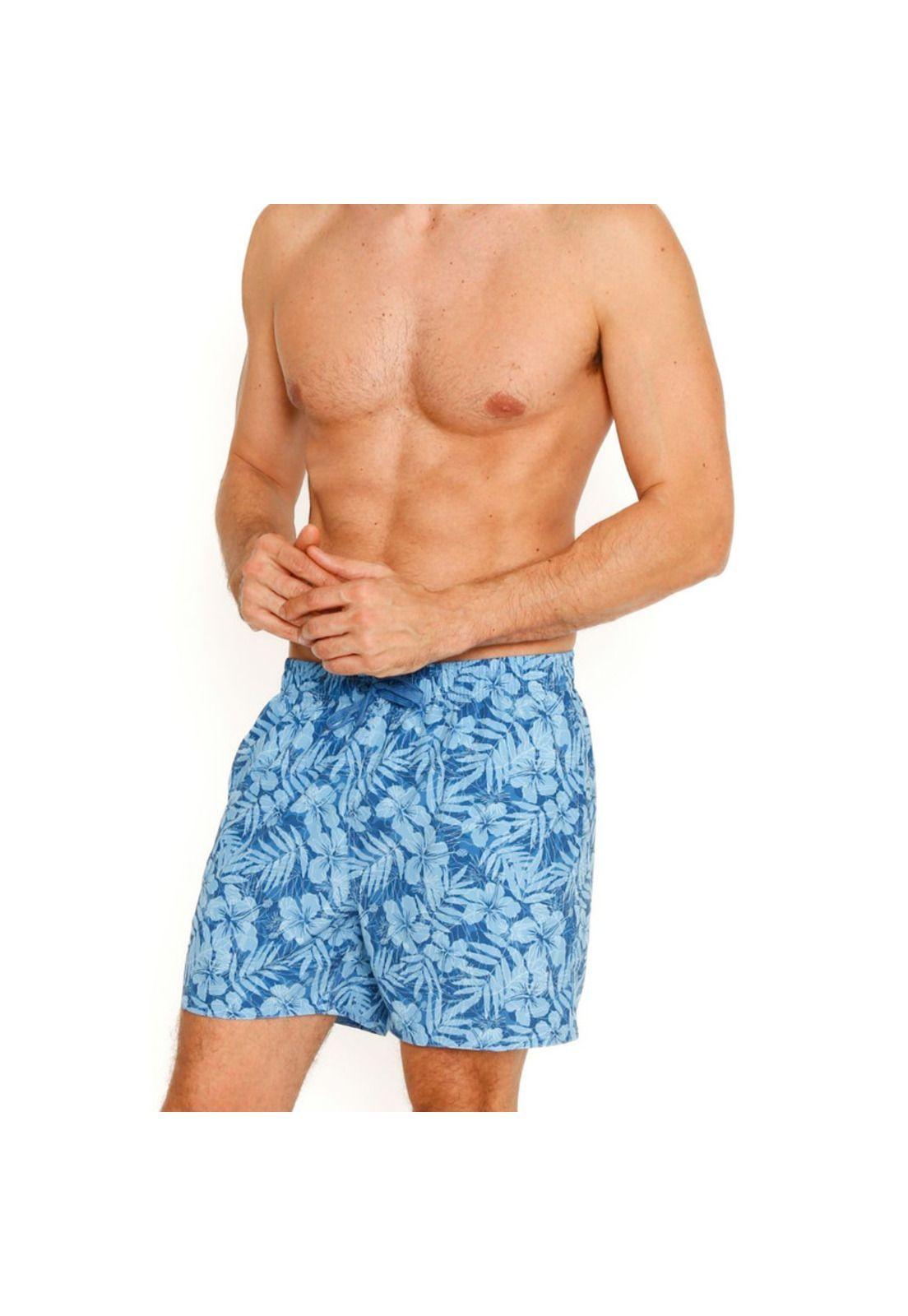 Traje de Baño Short c/Elasticidad Hombre Azul-4