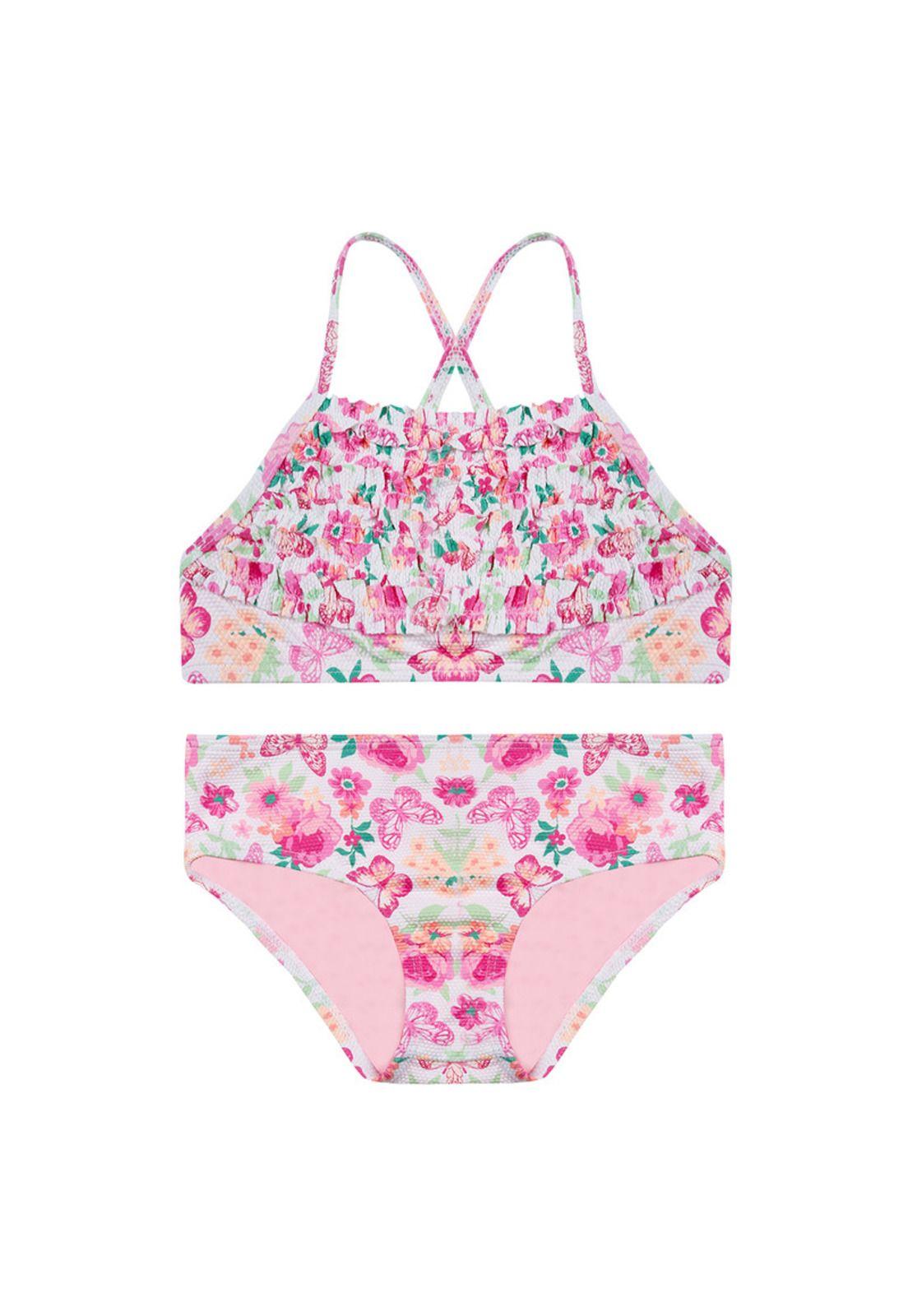 Traje de Baño Niña Bikini UV30 Fucsia H2O Wear-0