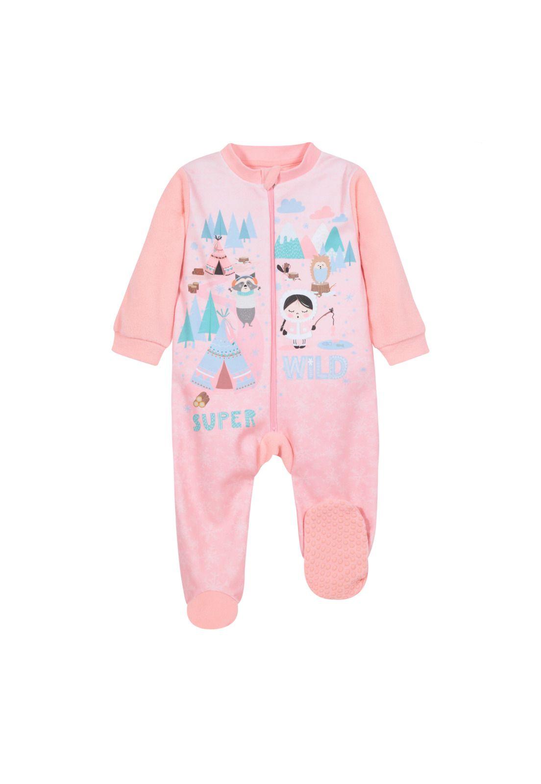 Pack 2 Pijama Bebé Niña Polar Entero Rosa Sustentable H2O-1