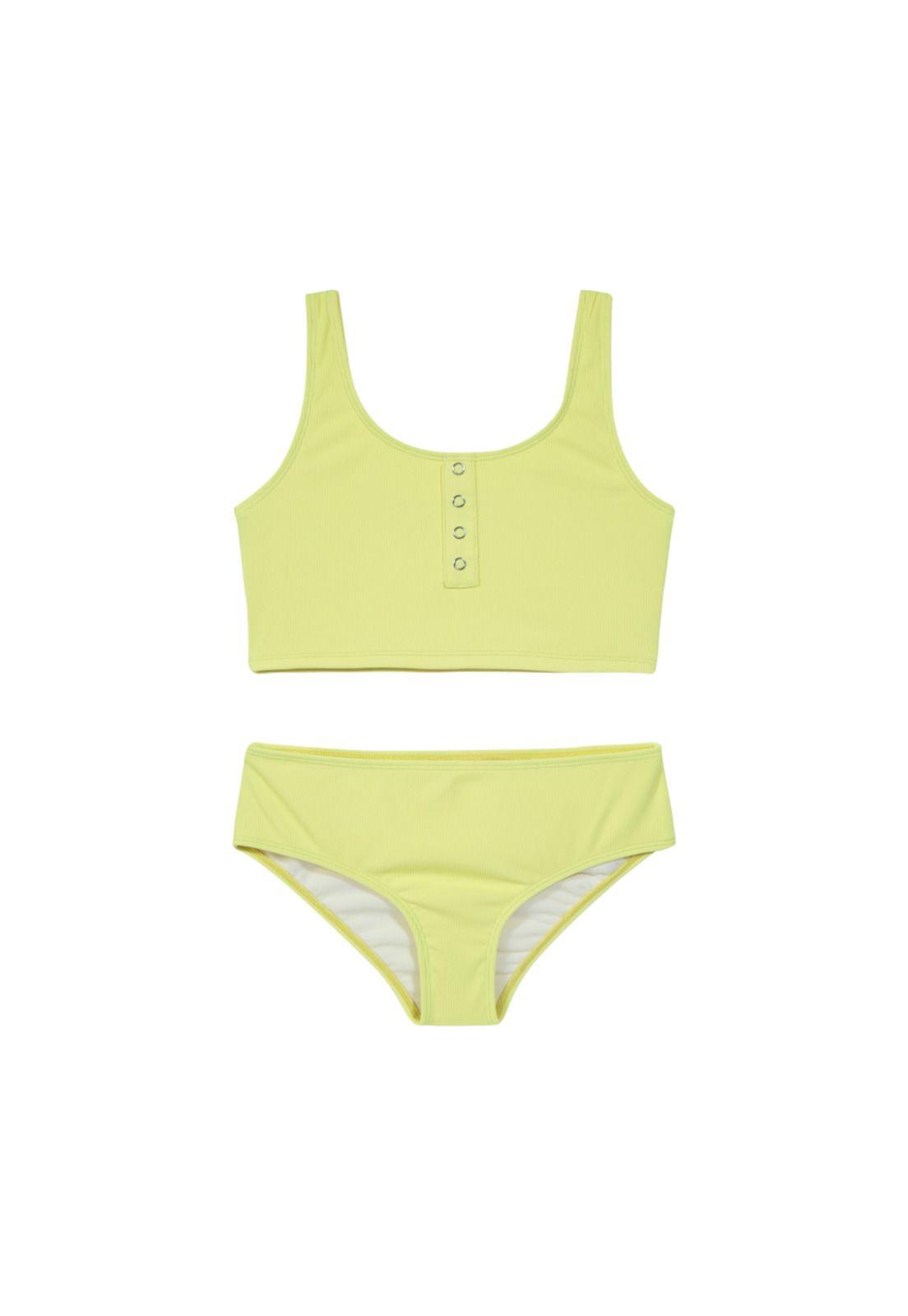 Teens Niña Tankini UV+30 Camiseta Rib Textura Amarillo-1