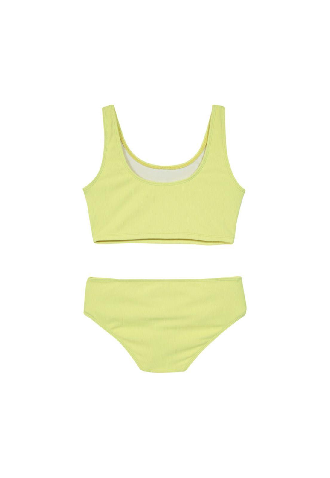 Teens Niña Tankini UV+30 Camiseta Rib Textura Amarillo-2