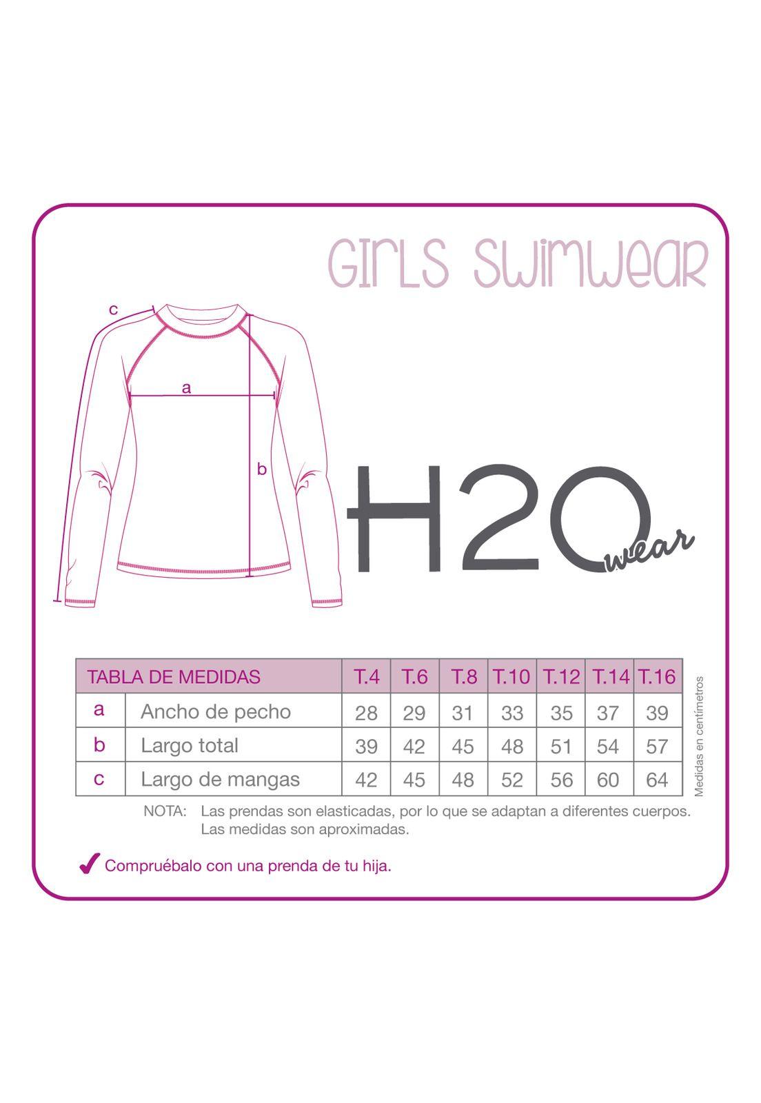 Traje de Baño Niña Polera UV50 M/Larga H2O Wear Calipso-2