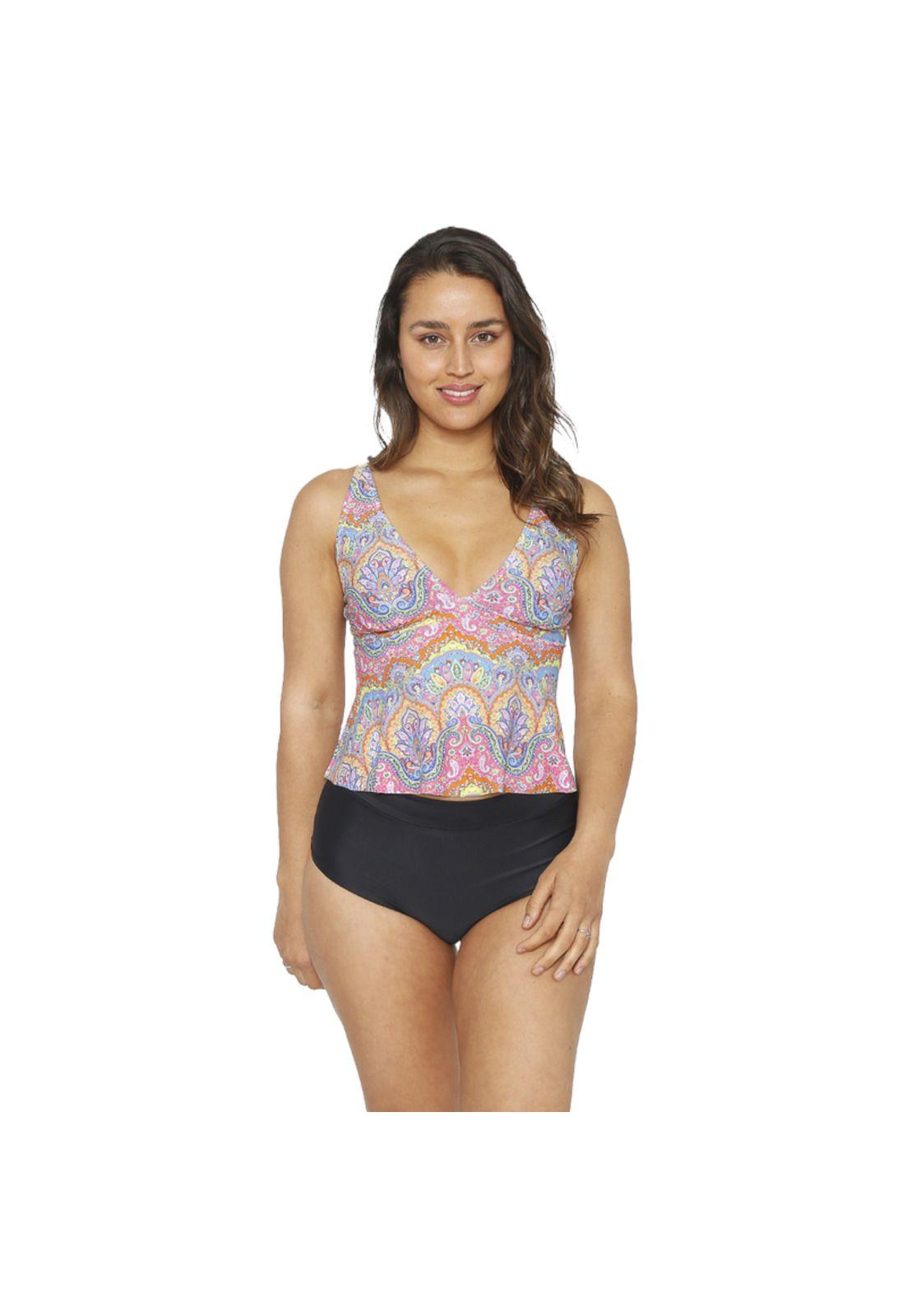 Traje de Baño Tankini Mujer H2O Wear Copa Estampado Rosa Fuerte-0
