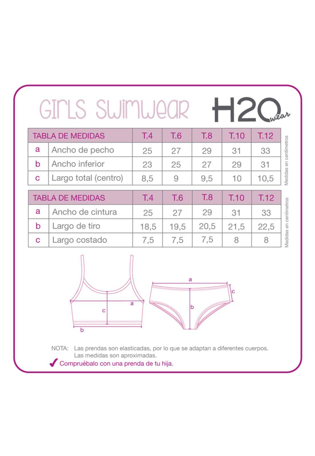 Traje de Baño Bikini UV30+ con Vuelos para Niña Turquesa-2