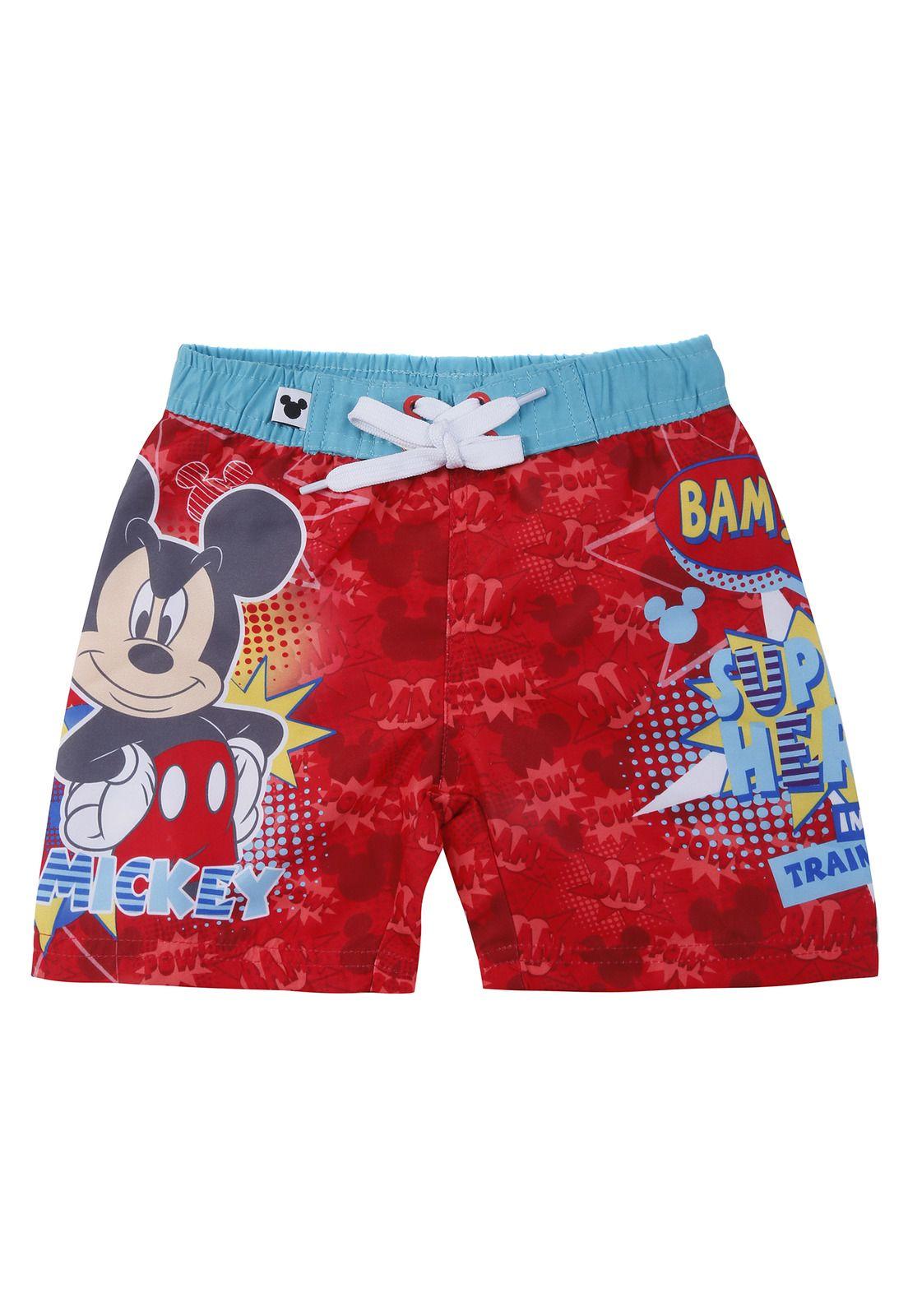 Traje de Baño Bebe Niño Short Disney Mickey Rojo-0