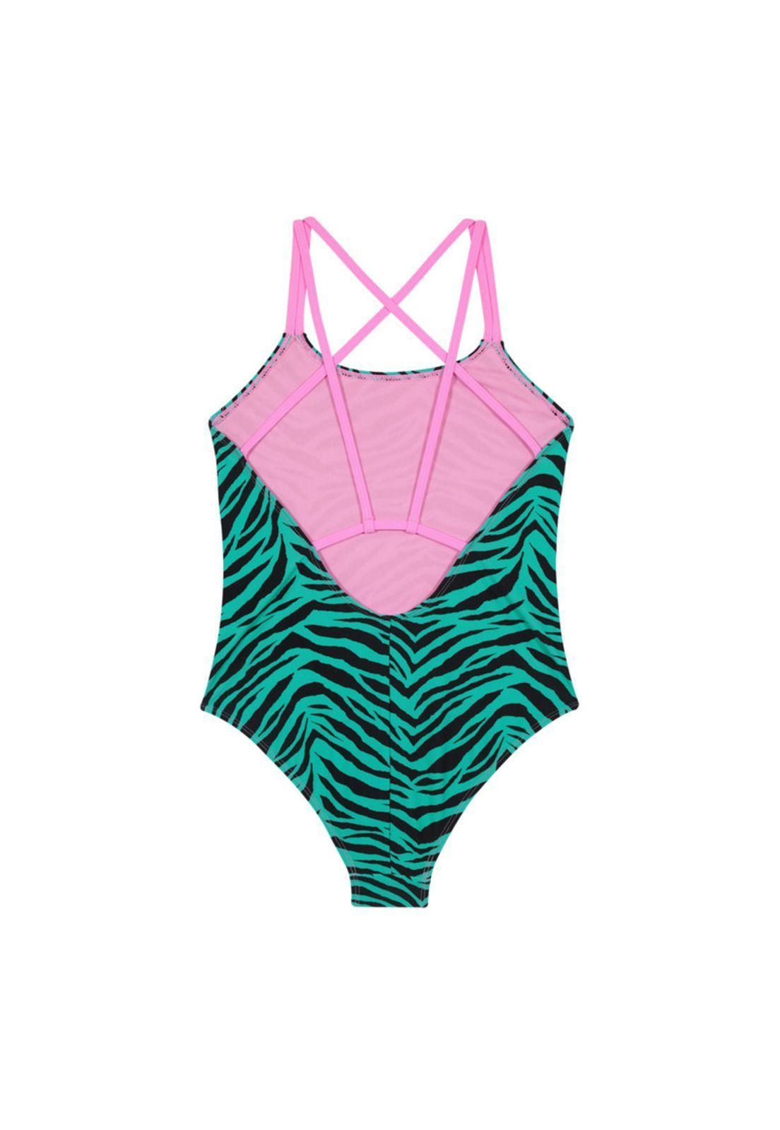 Traje de Baño Entero Estampado para Teens Niña Verde-1