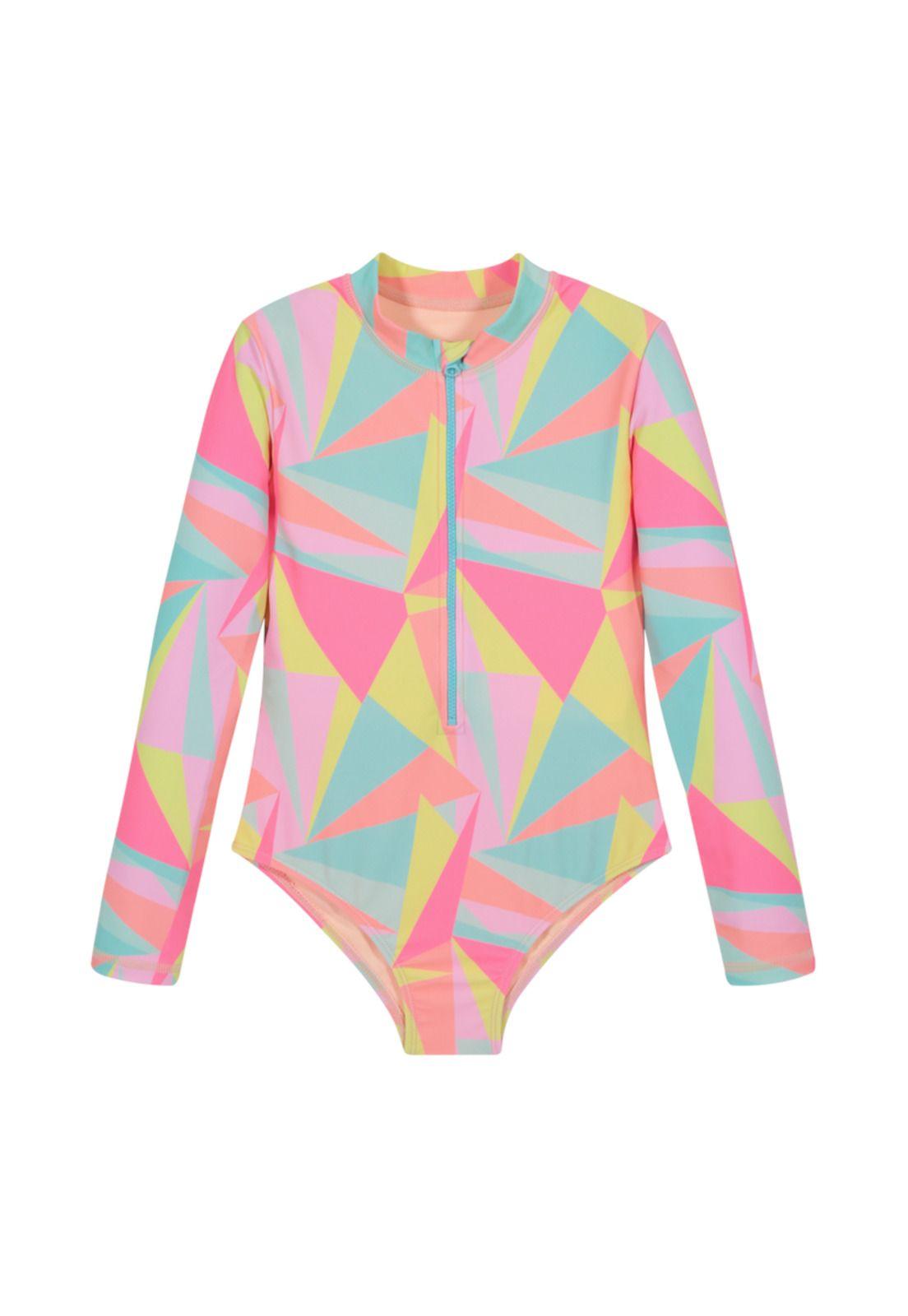 Traje de Baño Niña Entero H2O Wear Folia Rosado M/larga-0