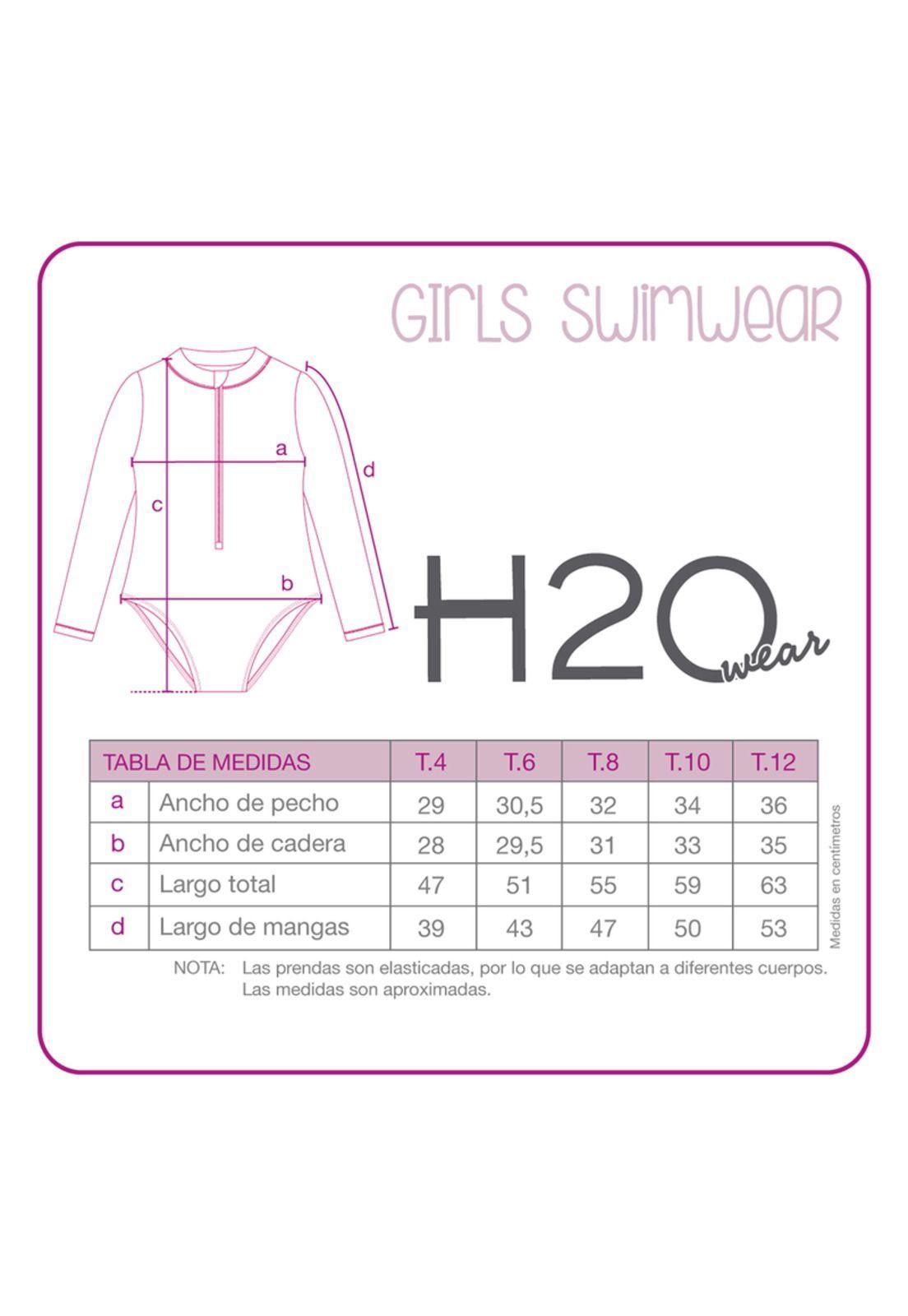 Traje de Baño Niña Entero H2O Wear Folia Rosado M/larga-2