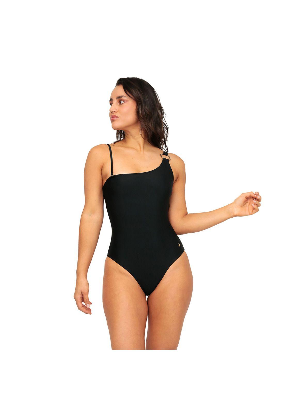 Traje de Baño Mujer 1 Hombro Isidora H2O Wear Negro-4