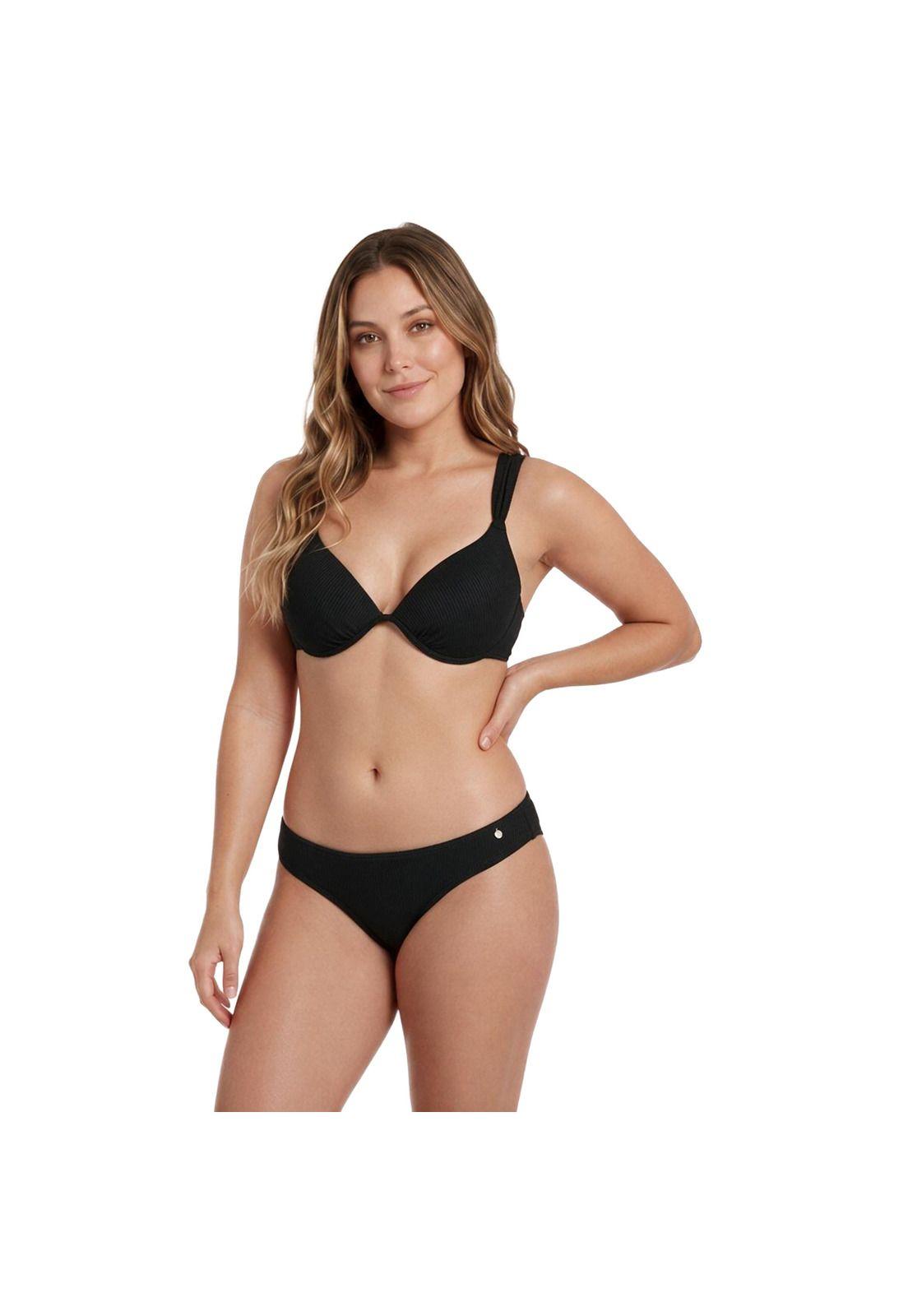 Traje de Baño Bikini Mujer Copa Textura Rib|H2O Wear  Negro Pizarra-2