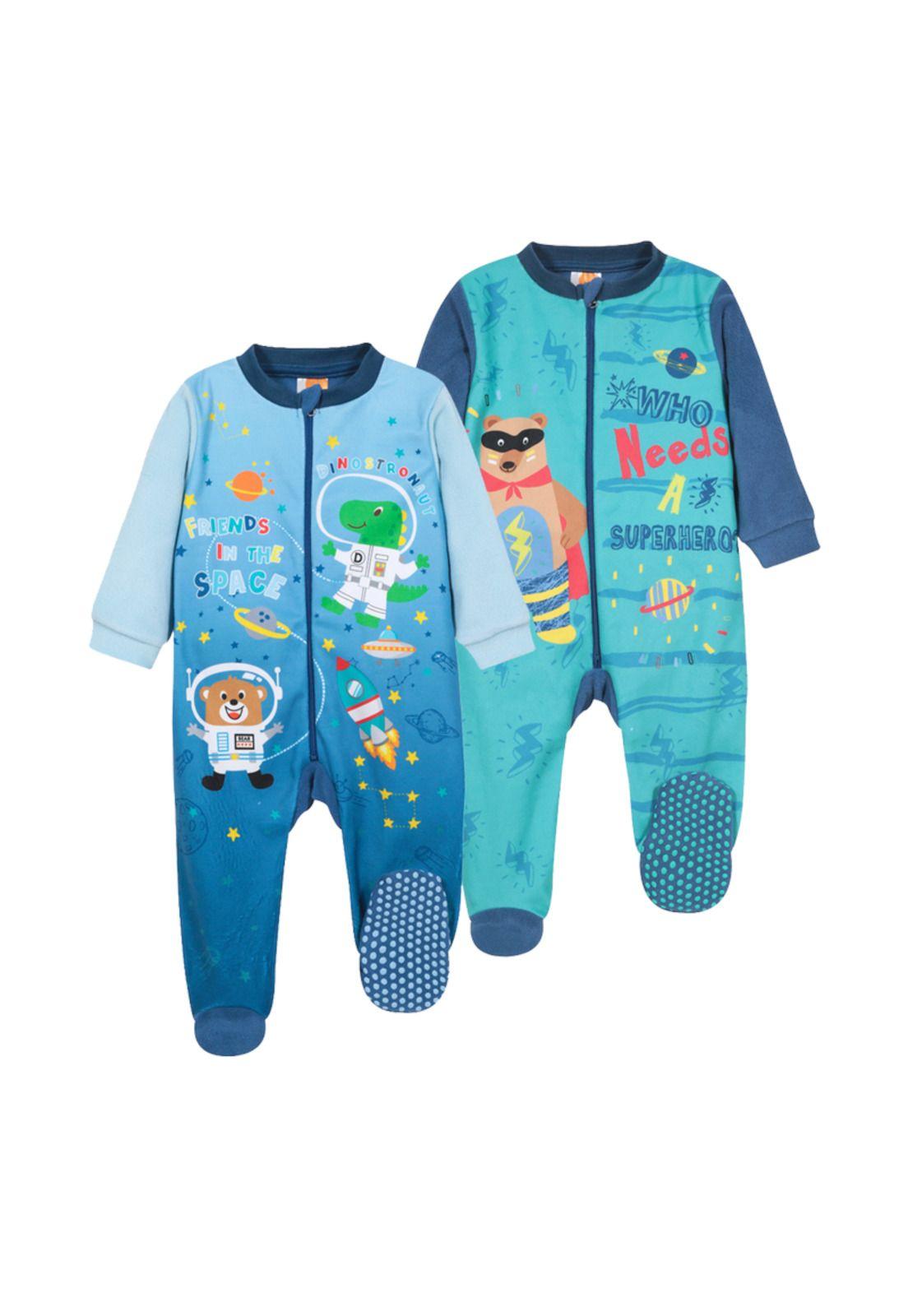 Pack 2 Pijama Bebé Niño Entero Polar Celeste H2O-0