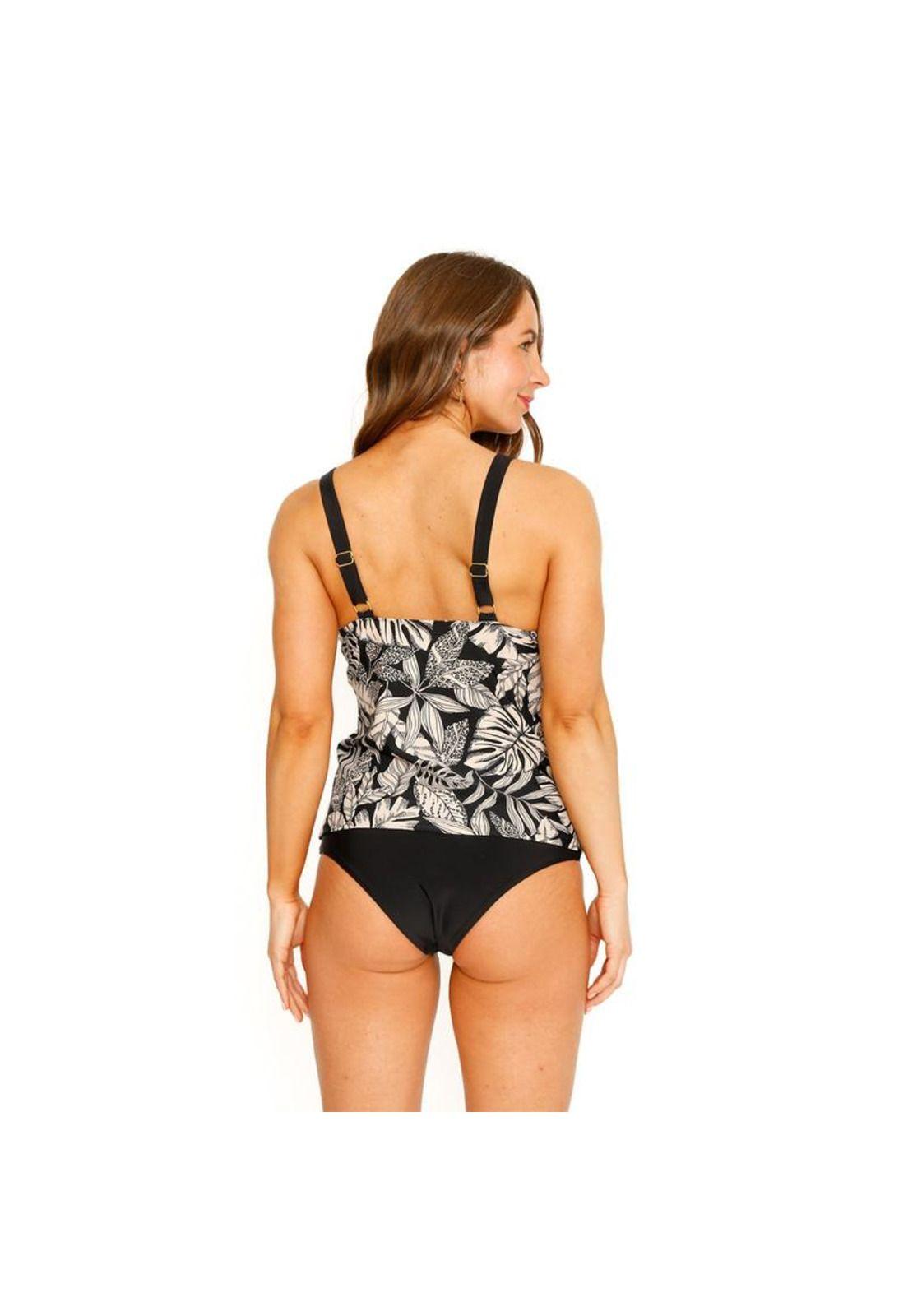 Traje de Baño Tankini Control c/ Accesorio para Mujer Negro-7