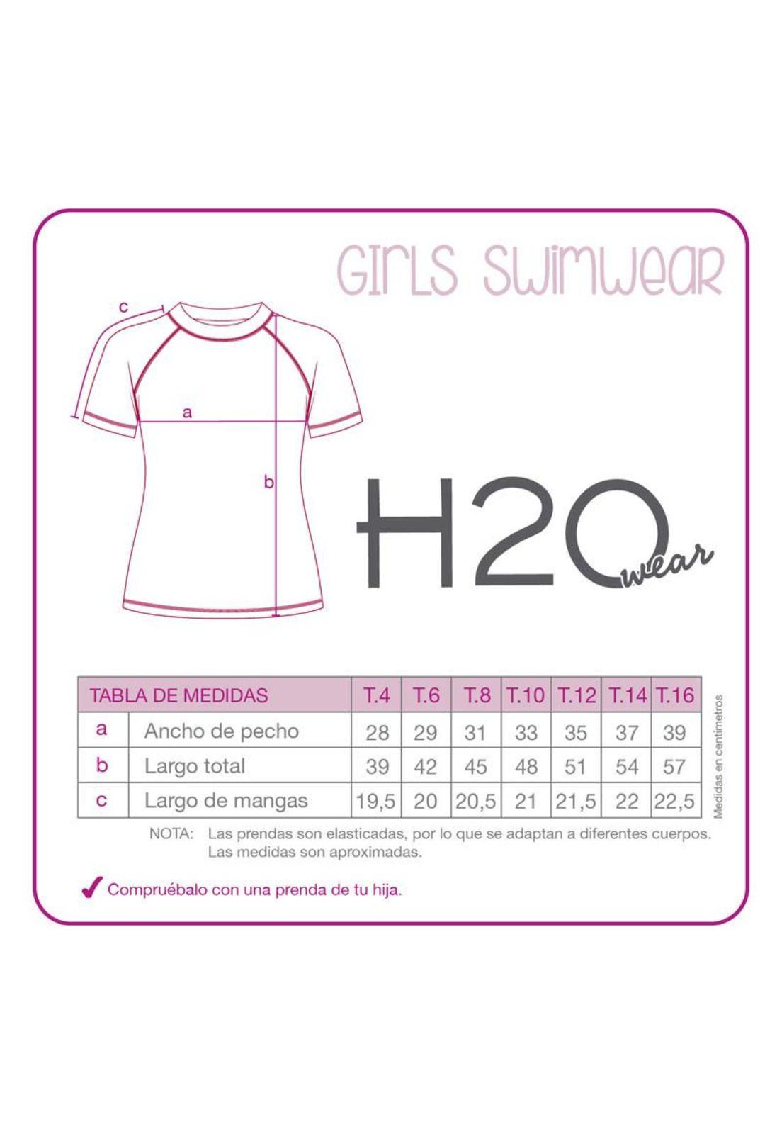 Polera Niña Manga Corta UV50 Celeste H2O Wear-2