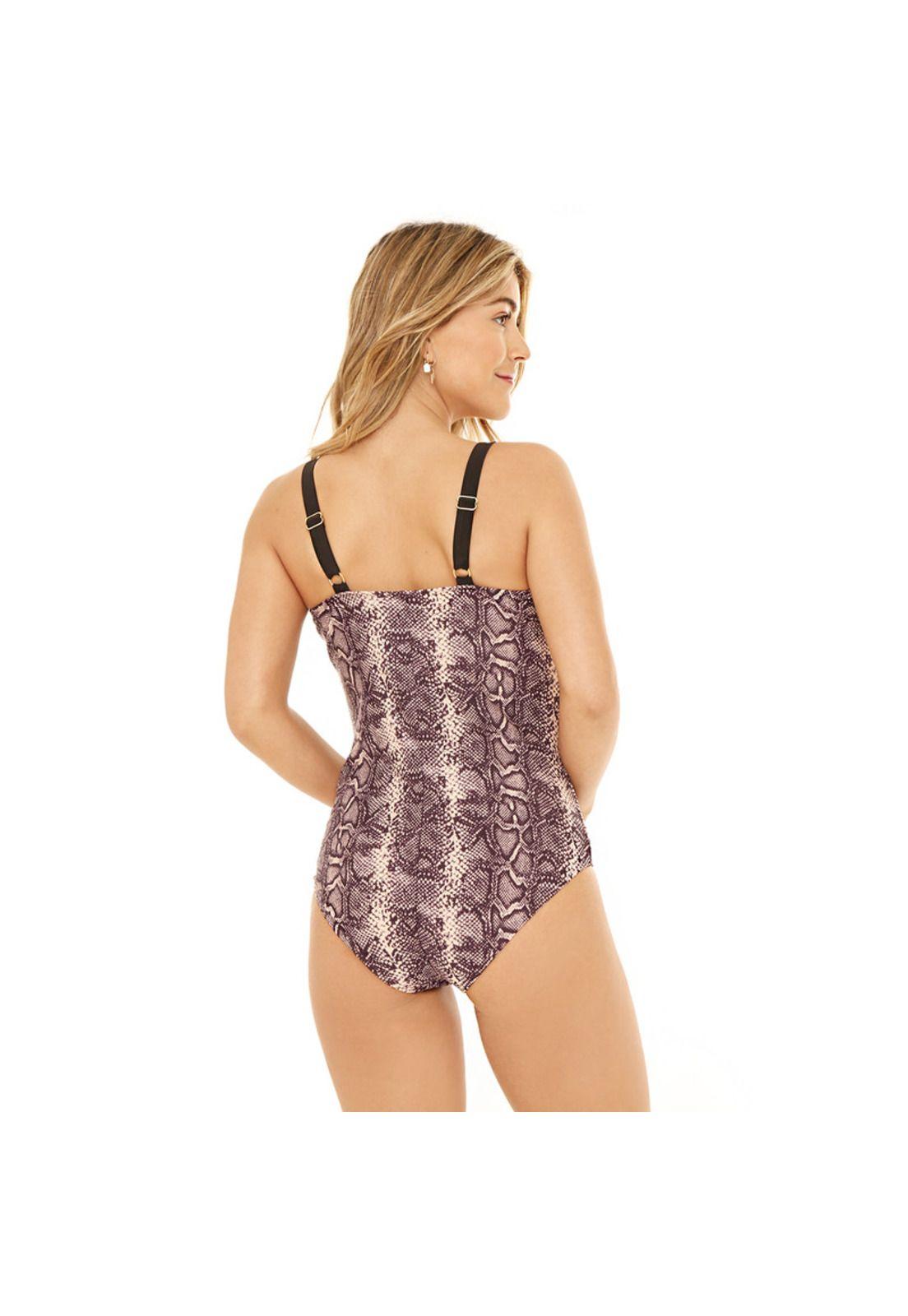 Traje de Baño Entero Mujer Control Piton Rosa H2O Wear Rosa-4