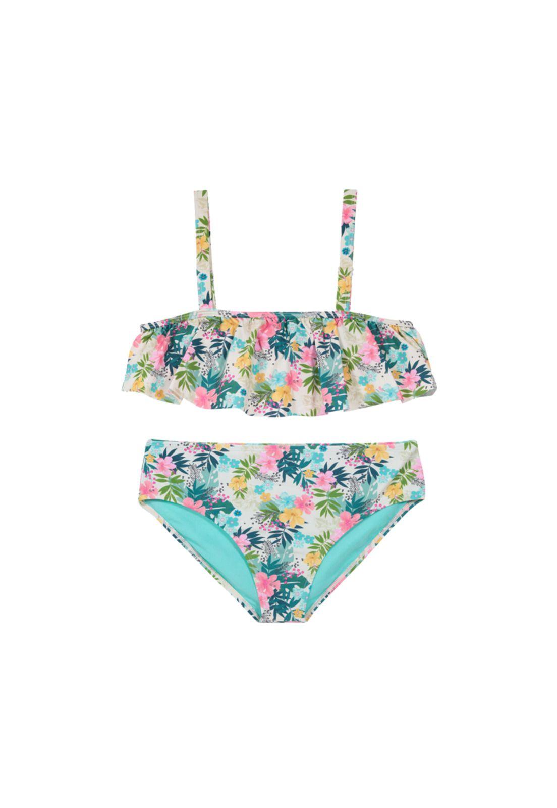 Traje de Baño Teens Niña Bikini UV30 H2O Wear Estampado Flores Beige-0