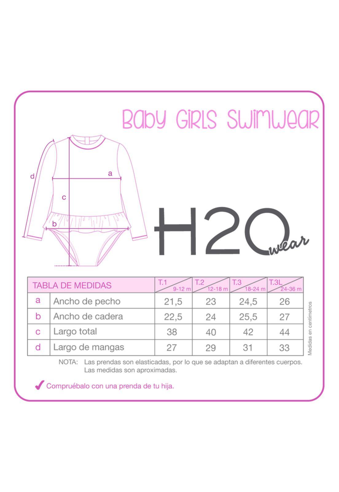 Traje de Baño Bebe Niña Manga Larga UV50 + H2O Wear-3