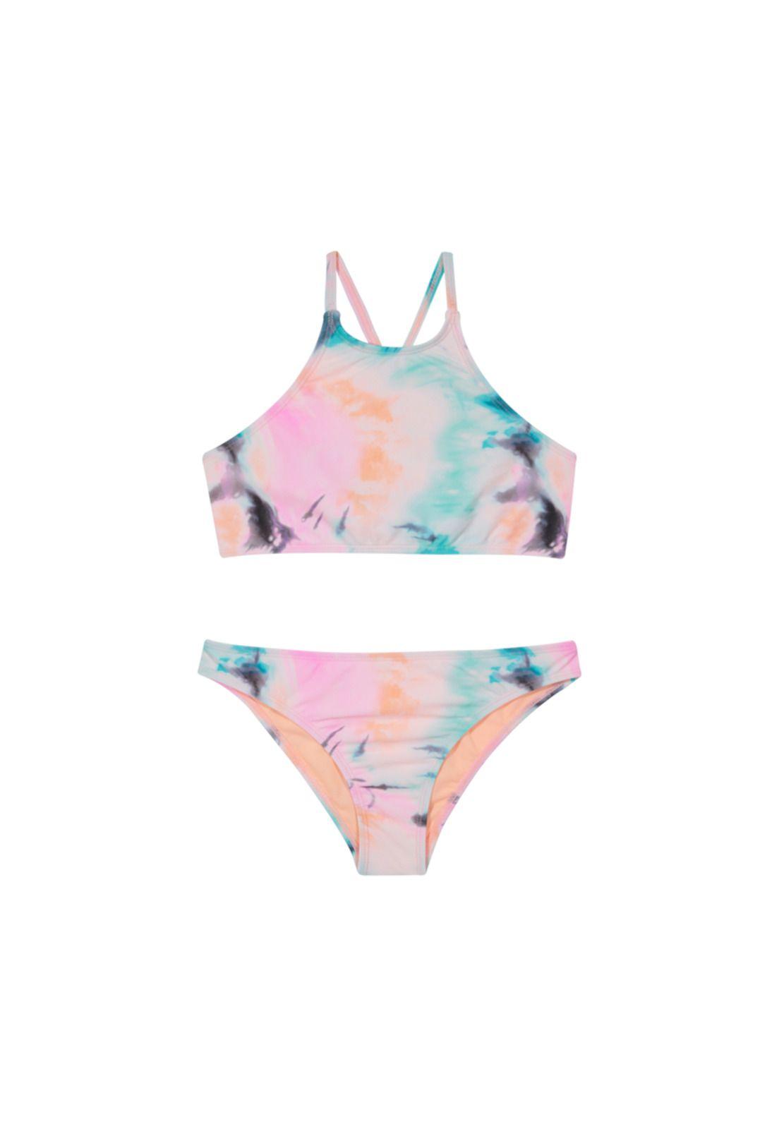 Traje de Baño Bikini UV30+ High Neck para Teens Niña Verde-0