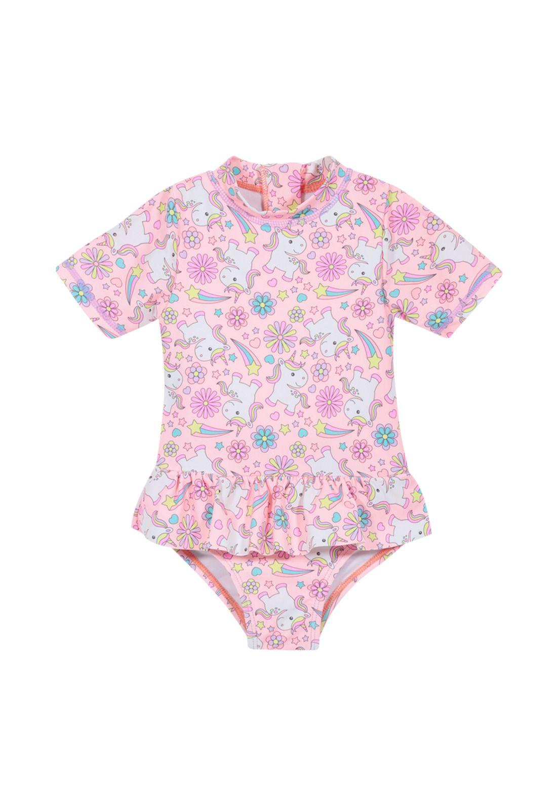 Traje de Baño Bebe Niña Entero UV50+ H2O Wear Coral M/Corta-0