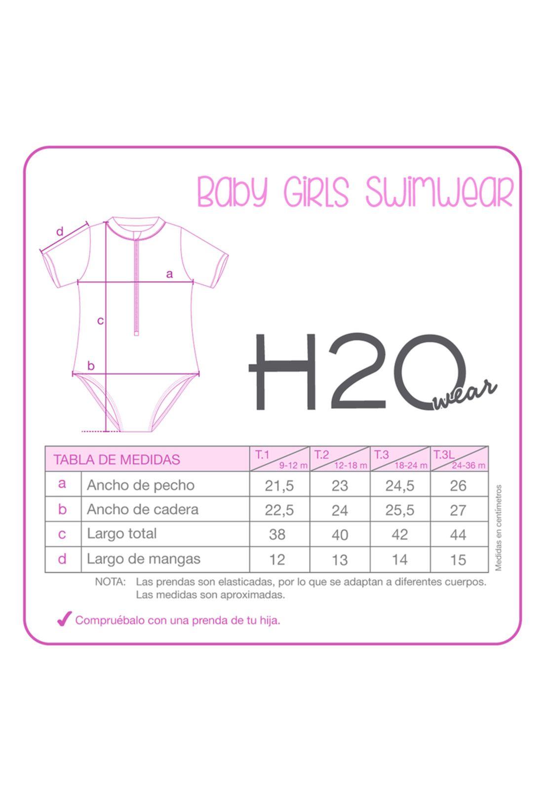 Traje de Baño Bebe Niña Entero UV50+ H2O Wear Coral M/Corta-2