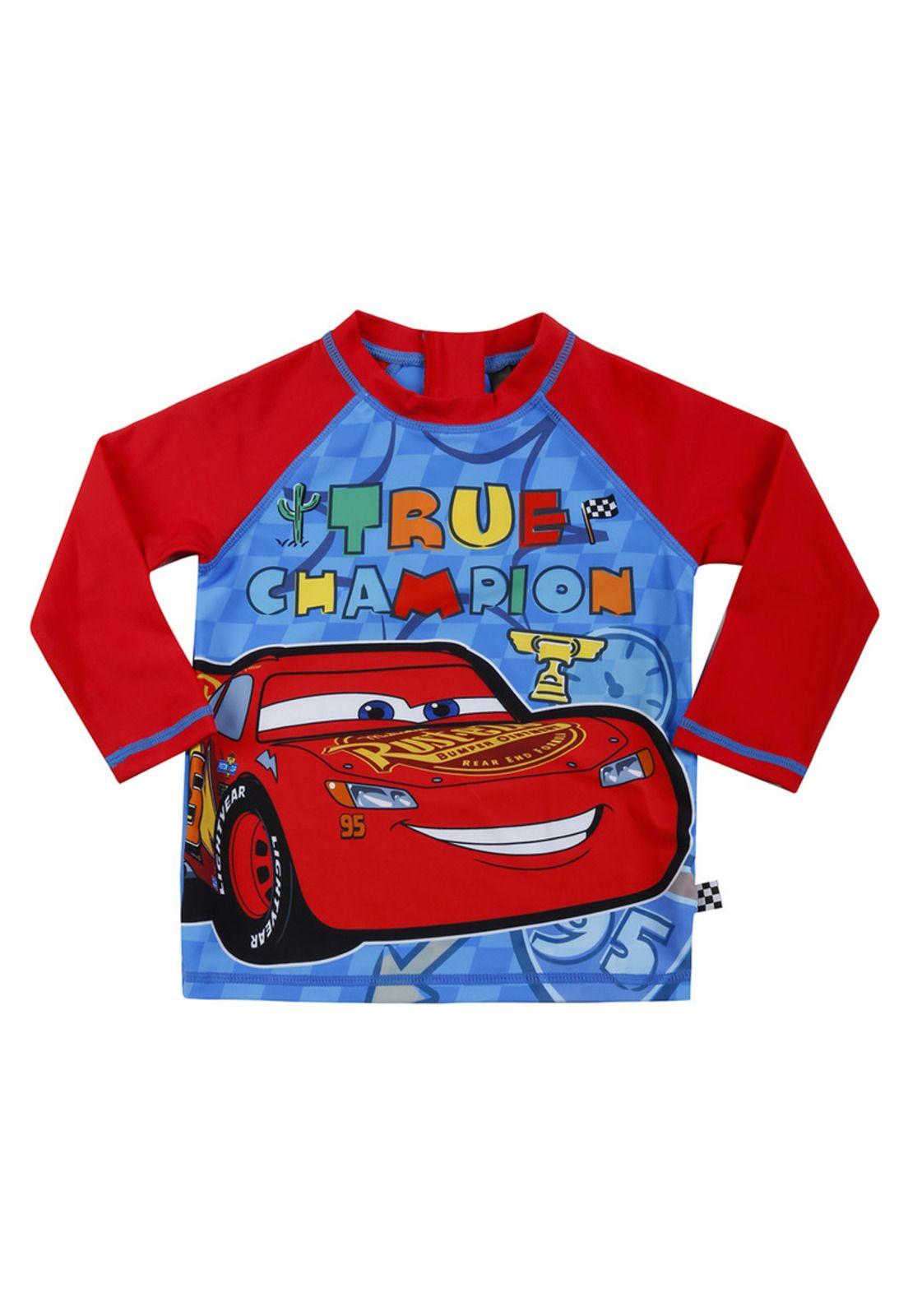 Polera Bebe Niño UV 50 Manga Larga Disney Cars Rojo Amaranto-0