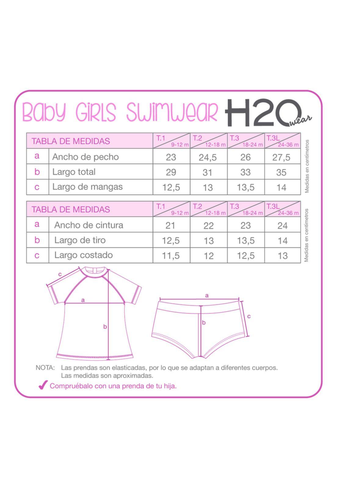 Traje de Baño Bebe Niña Set UV UV50+  Coral Sublimado-2