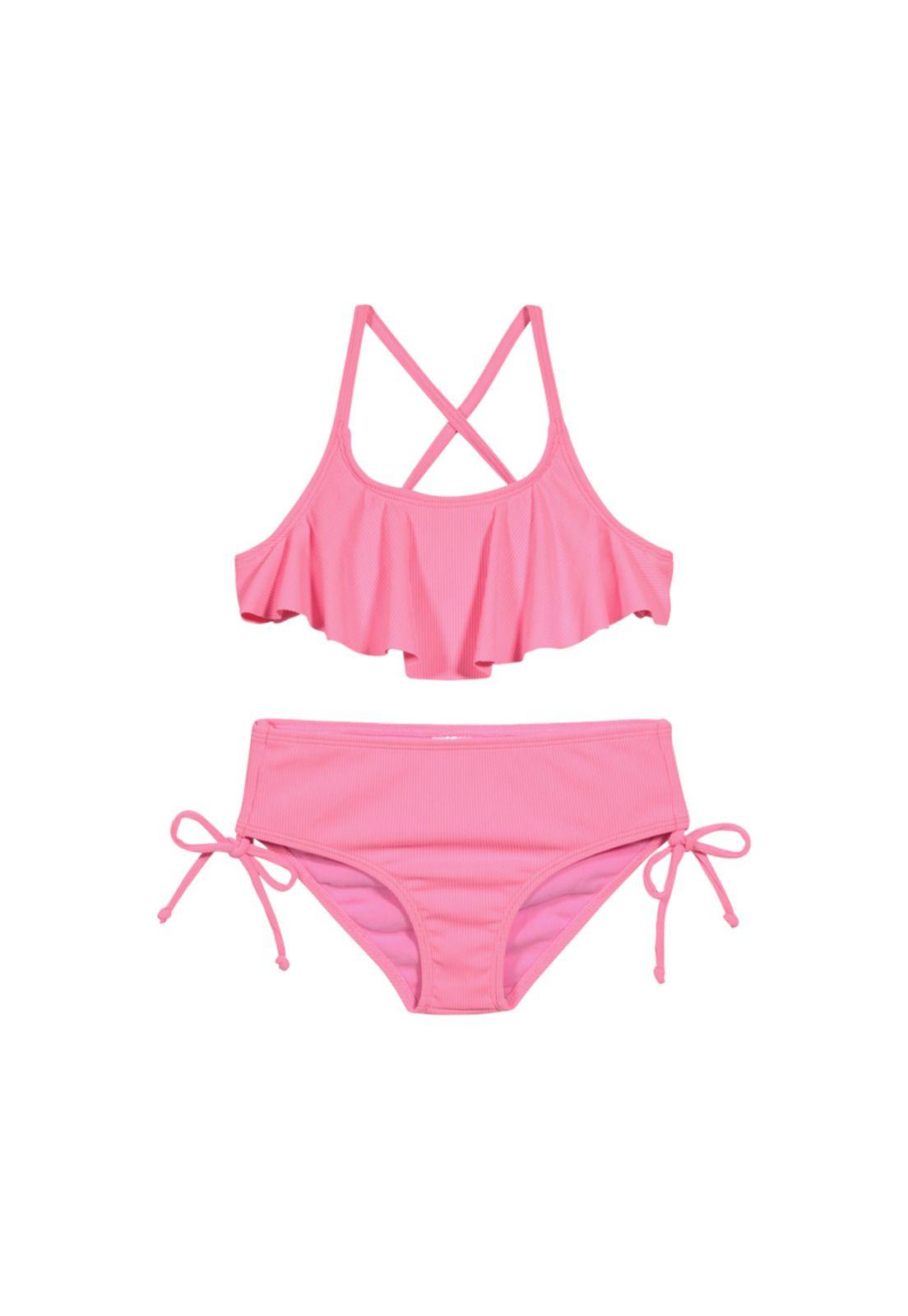 Niña Bikini H2O Wear UV+30 Rib Liso Vuelo Rosa-1