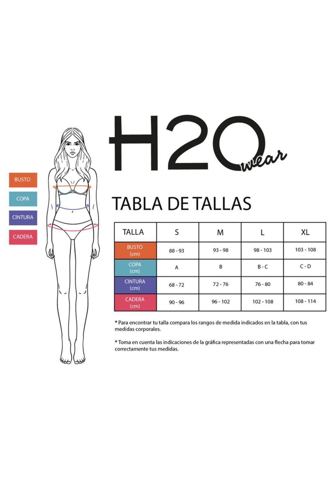 Traje de Baño Entero Mujer H2O Wear Copa Estampado Verde Mar-3