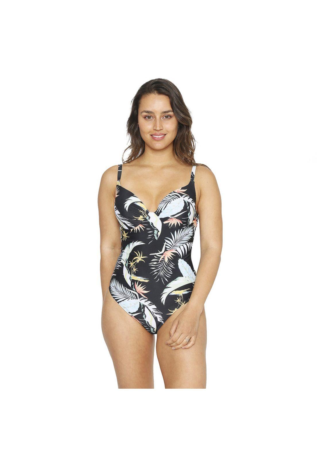 Traje de Baño Entero Mujer H2O Wear Copa Estampado Verde Mar-4