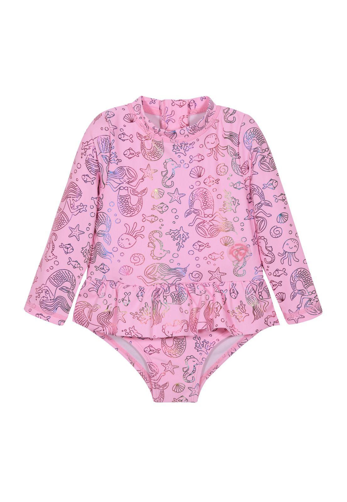 Traje de baño Bebe Niña Entero V50 M/Larga Vuelo Cintura H2O Wear-0