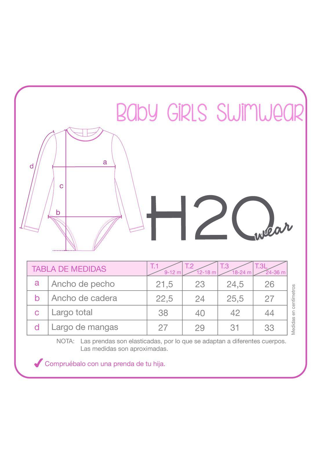 Traje de baño Bebe Niña Entero V50 M/Larga Vuelo Cintura H2O Wear-4