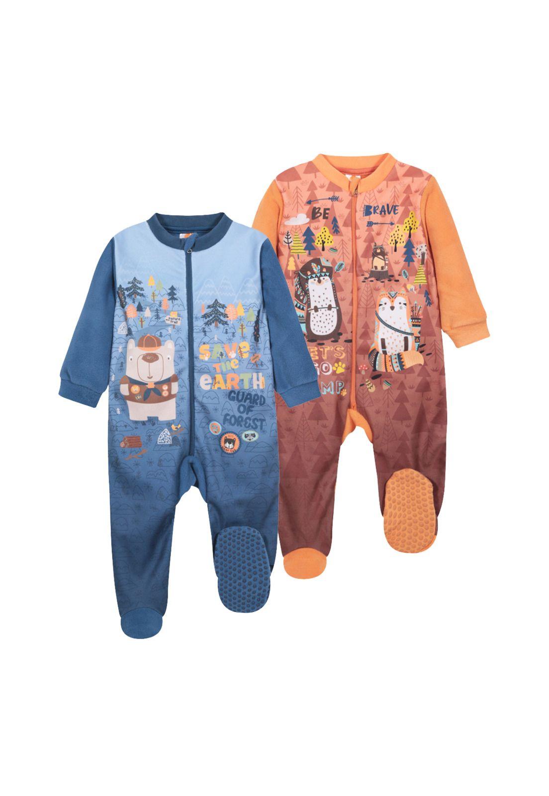 Pack 2 Pijama Bebé Niño Entero Polar Sustentable  Multicolor H2O-0