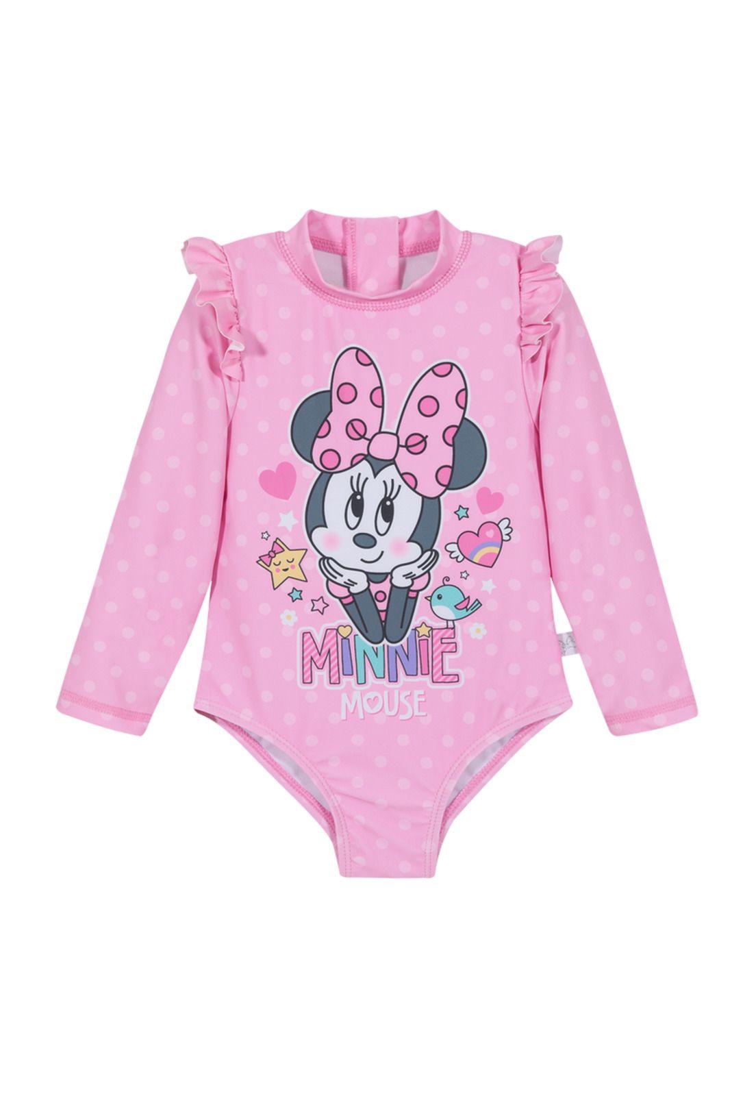 Traje de Baño Entero M/Larga UV50+ para Bebe Niña Rosado-0