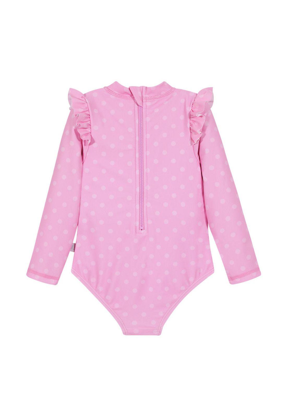 Traje de Baño Entero M/Larga UV50+ para Bebe Niña Rosado-1