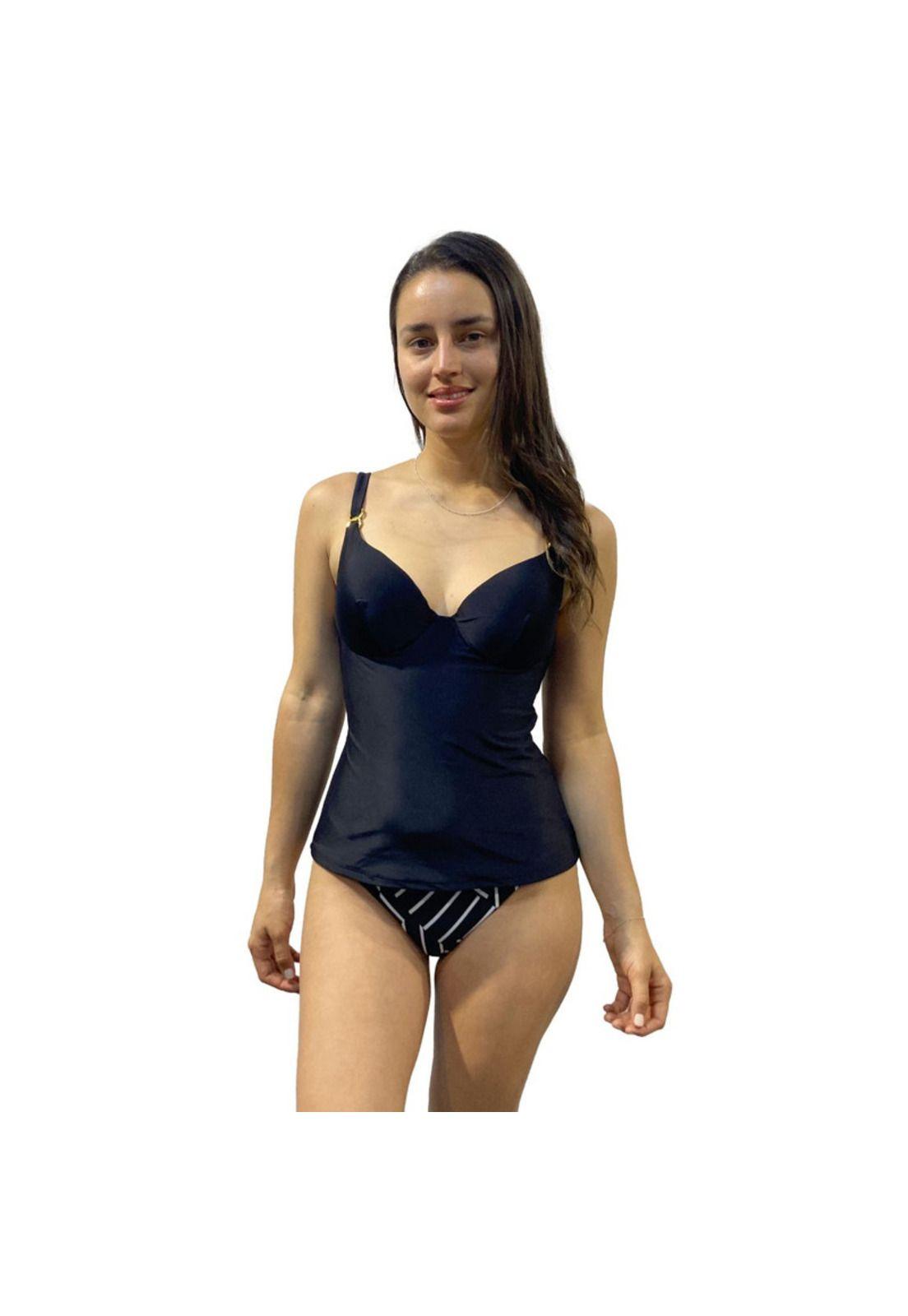 Traje de Baño Mujer Tankini H2O Wear Negro Copas-0