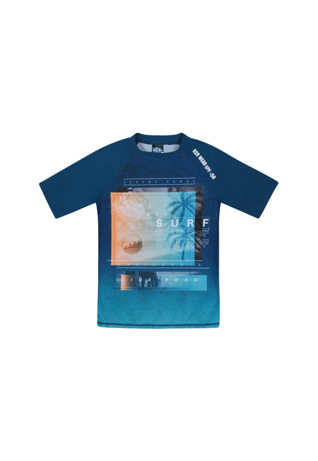Traje de Baño Niño Polera UV50  M/Corta H2O Wear Azul-0