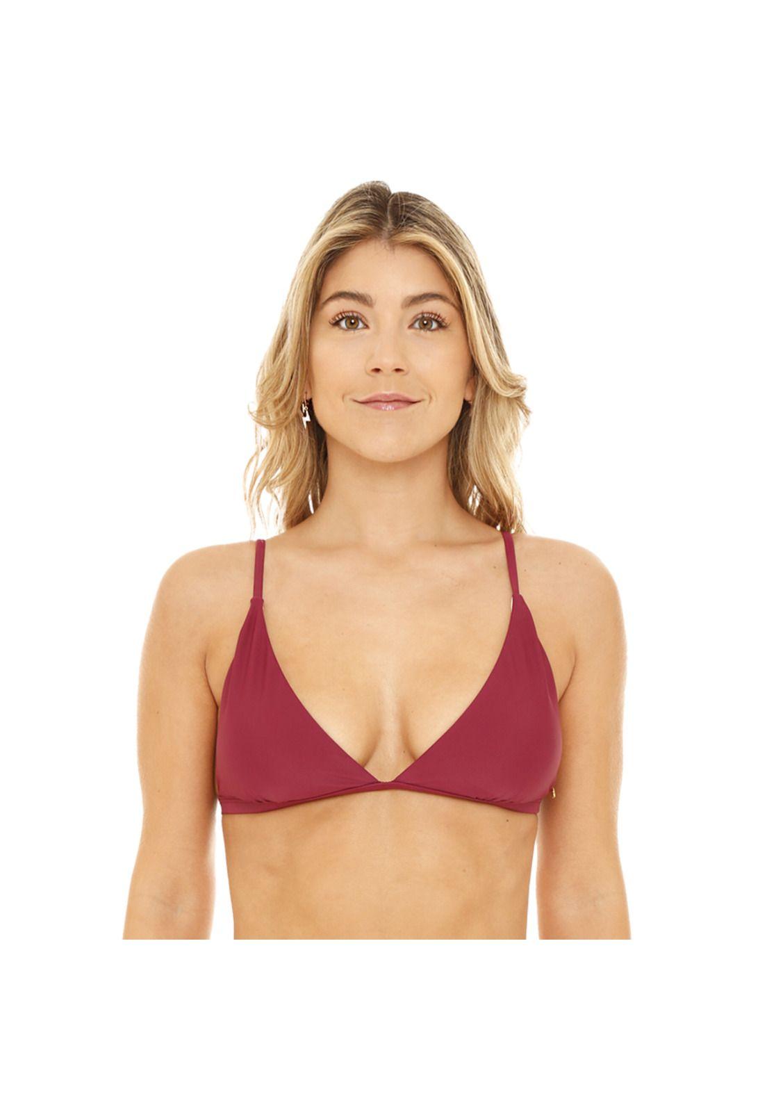 Mujer Top Bikini H2O Wear  Triángulo Fijo Burdeo-0