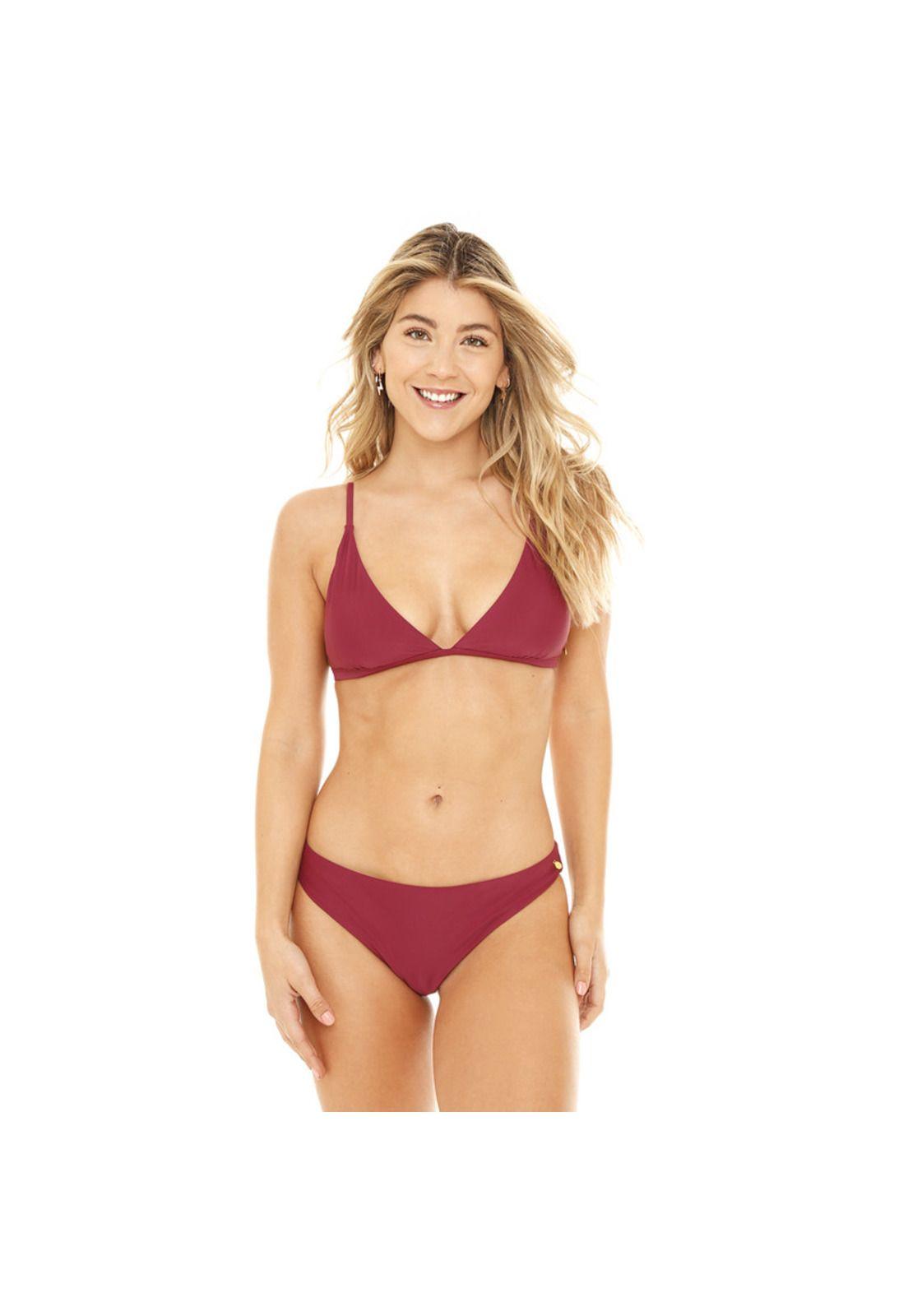 Mujer Top Bikini H2O Wear  Triángulo Fijo Burdeo-2