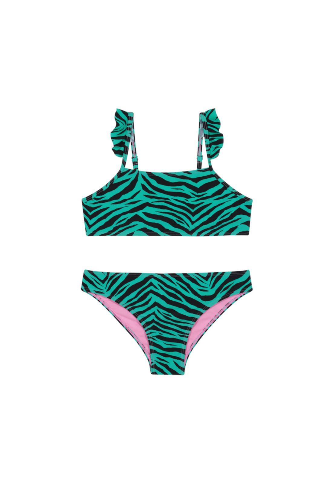 Traje de Baño Bikini UV30+ con Vuelos para Teens Niña Verde-0