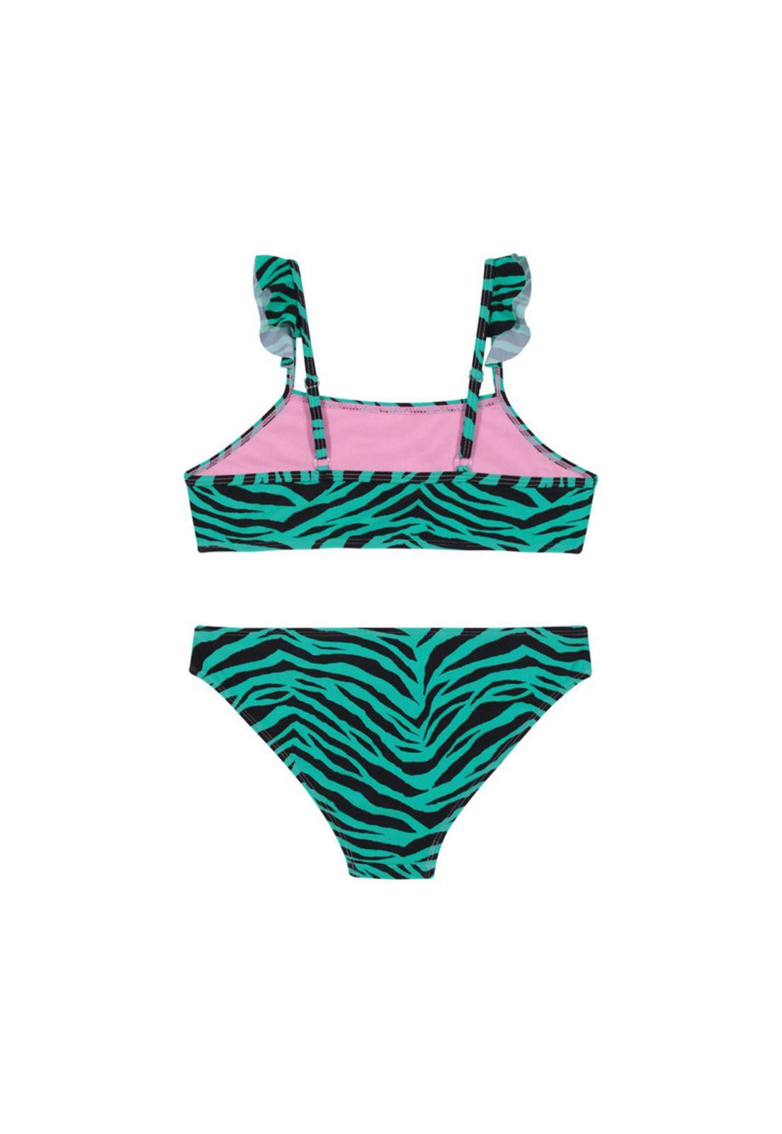 Traje de Baño Bikini UV30+ con Vuelos para Teens Niña Verde-1