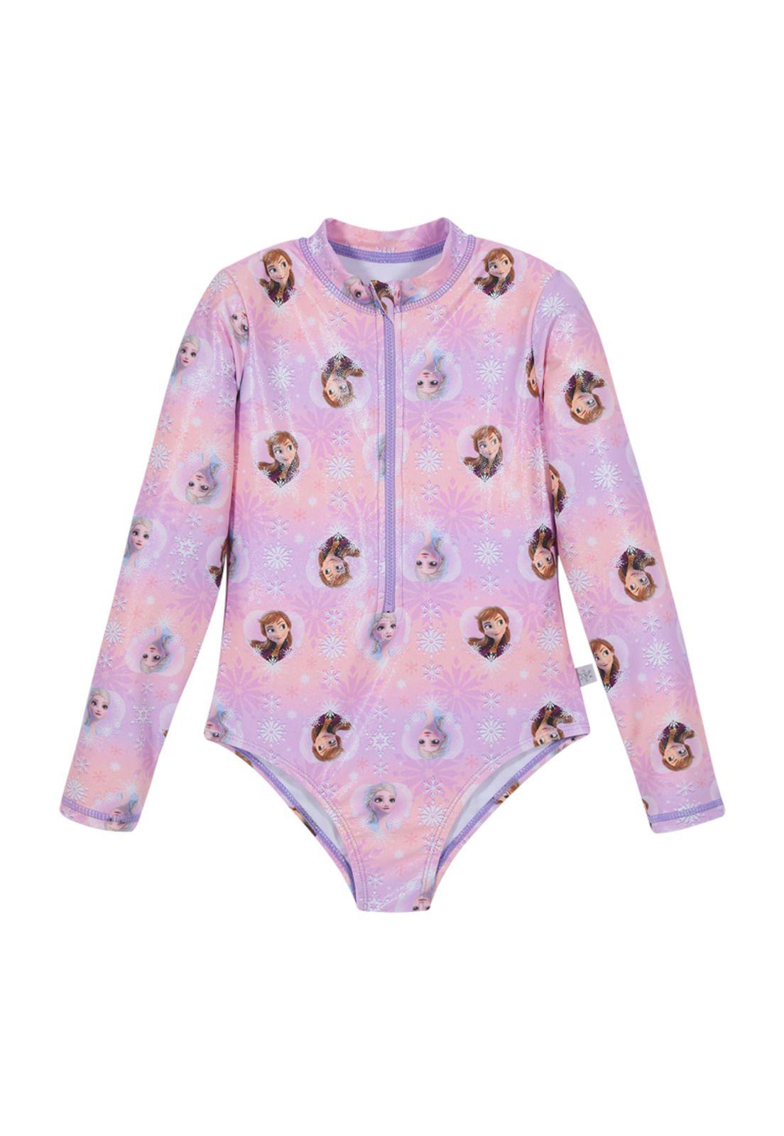 Traje de Baño Niña Entero UV50+ Disney Frozen Coral M/Larga-0