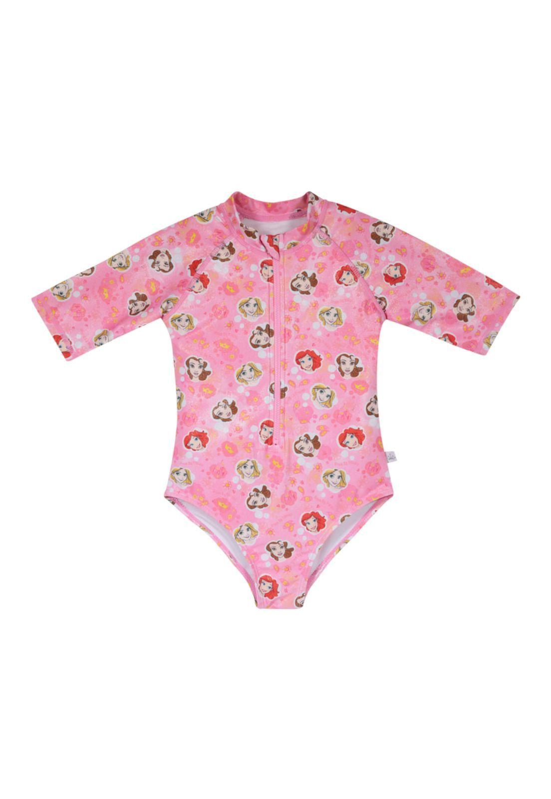 Traje de Baño Niña Entero Manga Corta Disney Princesas Coral-0